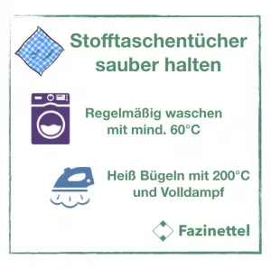 grafische Beschreibung wie man Stofftaschentücher sauber und hygienisch halten kann